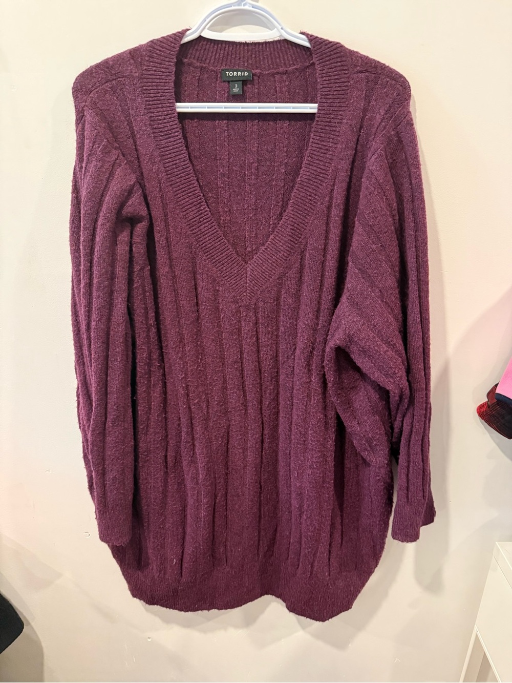 torrid Plum V-Neck Ribbed Sweater